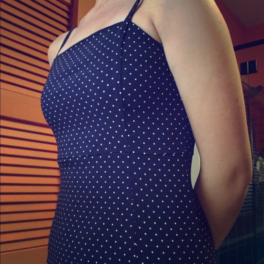 Blue Polka Dotted Bodycon Dress